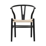 Oikiture 6xDining Chair Wooden Hans Wegner Wishbone Black
