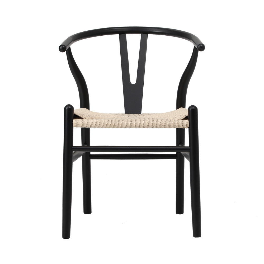 Oikiture 6xDining Chair Wooden Hans Wegner Wishbone Black