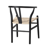 Oikiture 6xDining Chair Wooden Hans Wegner Wishbone Black