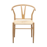 Oikiture 2x Dining Chair Metal Hans Wegner Chair Wishbone Beige