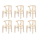 Oikiture 6x Dining Chair Metal Hans Wegner Chairs Wishbone Beige