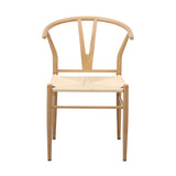 Oikiture 6x Dining Chair Metal Hans Wegner Chairs Wishbone Beige - Rear View