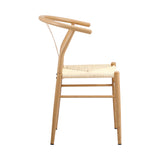 Oikiture 6x Dining Chair Metal Hans Wegner Chairs Wishbone Beige - Front View