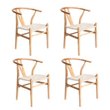 Oikiture 4x Dining Chair Wooden Hans Wegner Chair Wishbone