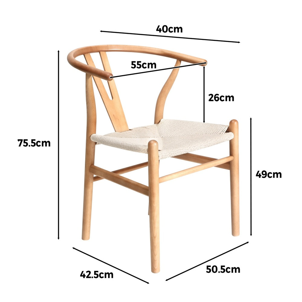 Oikiture 4x Dining Chair Wooden Hans Wegner Chair Wishbone