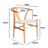 Oikiture 6x Dining Chair Wooden Hans Wegner Chair Wishbone - Close-Up Angle
