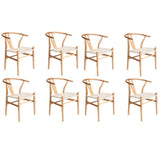 Oikiture 8x Dining Chair Wooden Hans Wegner Wishbone