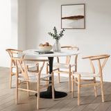 Oikiture 8x Dining Chair Wooden Hans Wegner Wishbone - Low Angle
