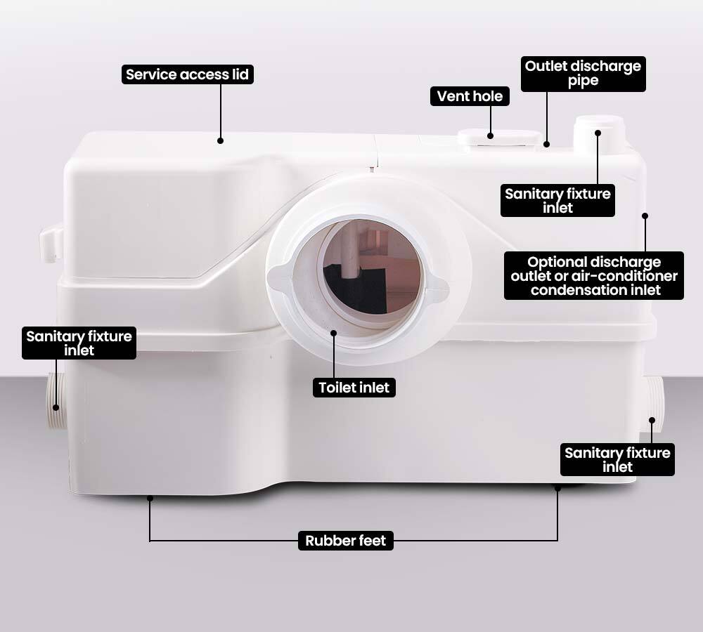PROTEGE 4 Inlet Commercial Macerator Pump for P-Trap Toilet