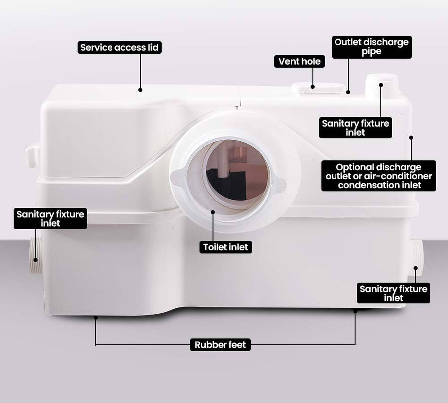 PROTEGE 4 Inlet Commercial Macerator Pump for P-Trap Toilet