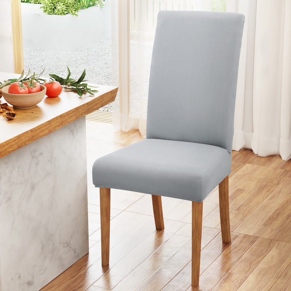 Stretchable Grey Slipcovers for Dining Chairs - Set of 4 by Artiss Ideal for Weddings and Banquets