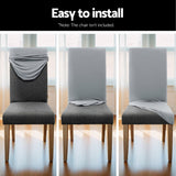 Stretchable Grey Slipcovers for Dining Chairs - Set of 4 by Artiss Ideal for Weddings and Banquets - Rear View