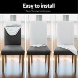 Artiss White Spandex Stretch Dining Chair Slipcovers - Set of 4 for Banquets and Weddings - Rear View