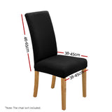 Set of 6 Black Spandex Stretch Dining Chair Slipcovers for Weddings and Banquets