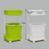 Bathroom Laundry Clothes Baskets Bin Removable Shelf Green