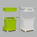 Bathroom Laundry Clothes Baskets Bin Removable Shelf Green