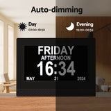 Artiss 7 Multi-Function Digital Alarm Clock with Calendar and Media Playback - Black - 45-Degree Angle