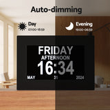 Artiss 8-Inch Multifunctional Digital Day Clock with Calendar and Alarm - Black - 45-Degree Angle