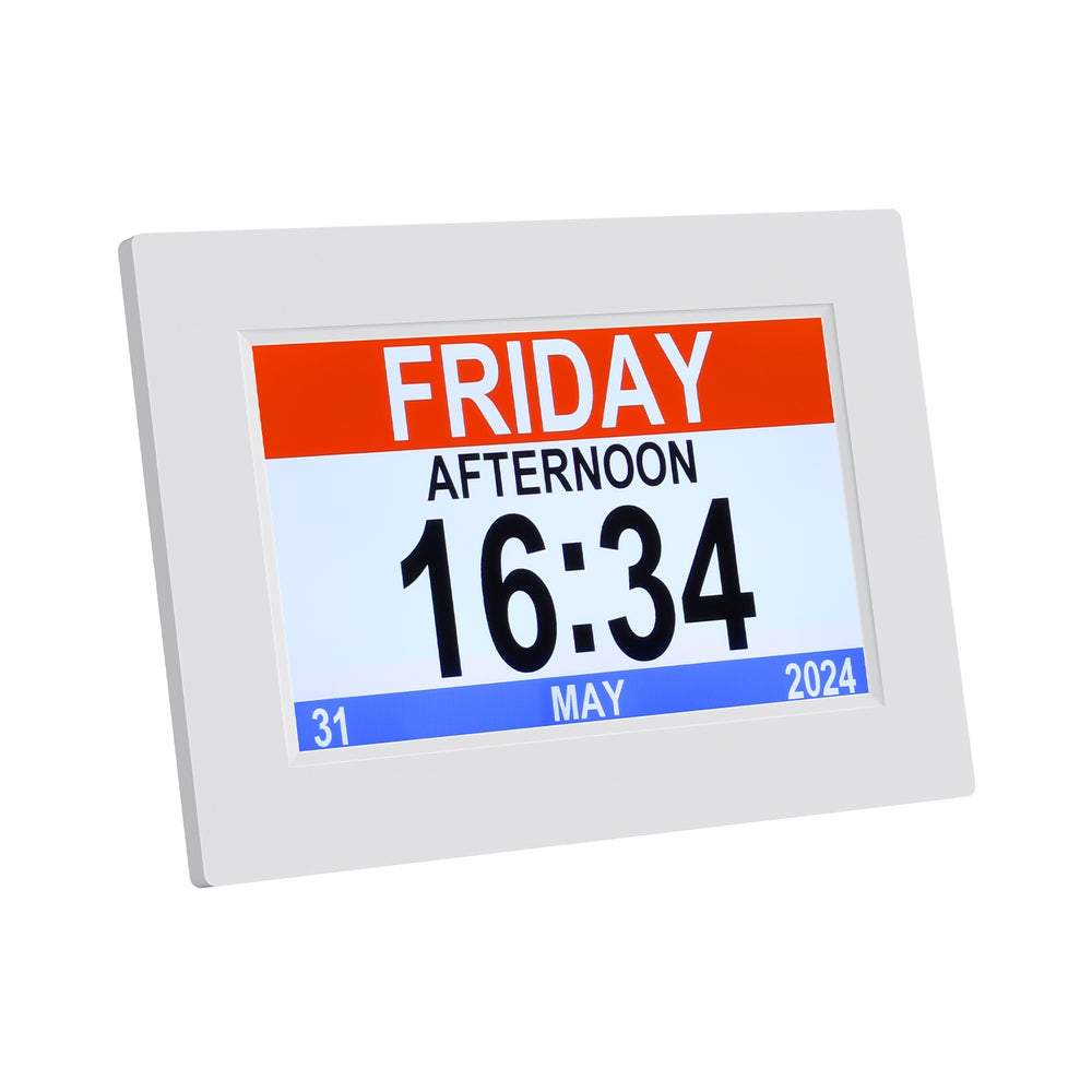 Artiss 8-Inch Multi-Function Digital Alarm Clock with Calendar and Photo Frame - White