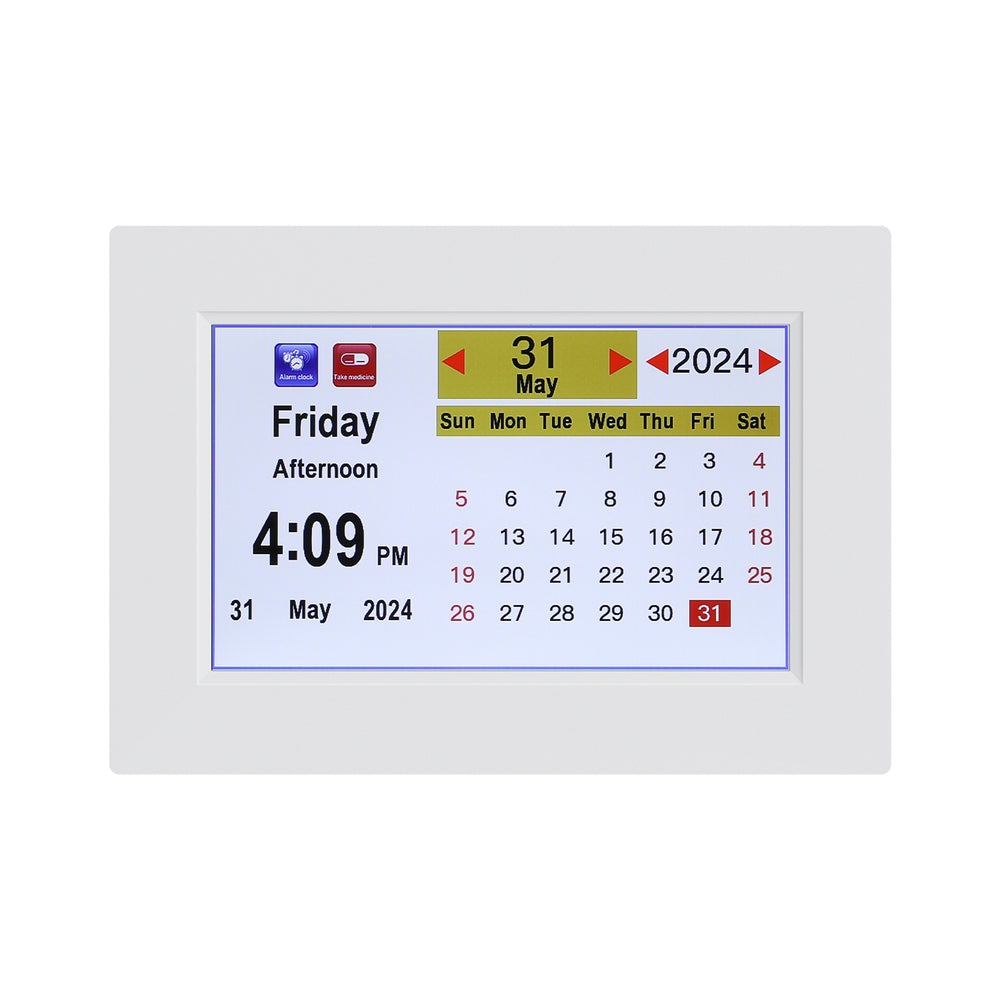 Artiss 8-Inch Multi-Function Digital Alarm Clock with Calendar and Photo Frame - White