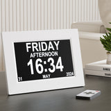 Artiss 8-Inch Multi-Function Digital Alarm Clock with Calendar and Photo Frame - White - 45-Degree Angle