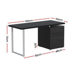 Artiss Computer Desk Drawer Black 140CM, image 2