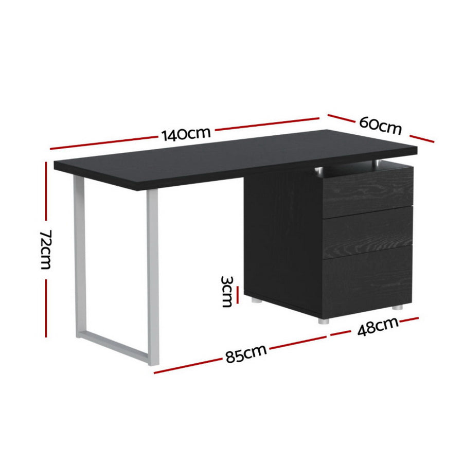 Artiss Computer Desk Drawer Black 140CM, image 2