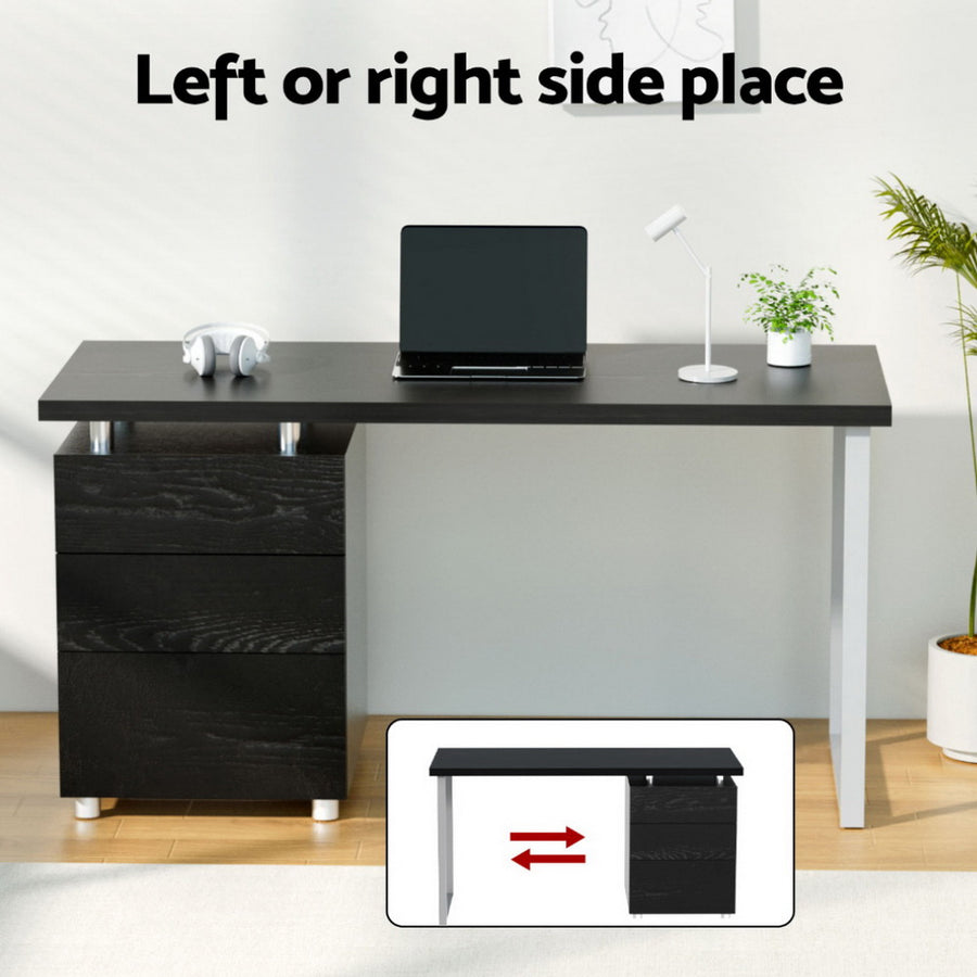 Artiss Computer Desk Drawer Black 140CM, image 4