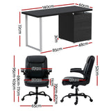 Artiss Computer Desk Executive Office Chairs Sets Black - Front View