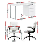 Artiss Computer Desk Executive Office Chairs Sets White, image 2