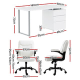 Artiss Computer Desk Executive Office Chairs Sets White - Front View