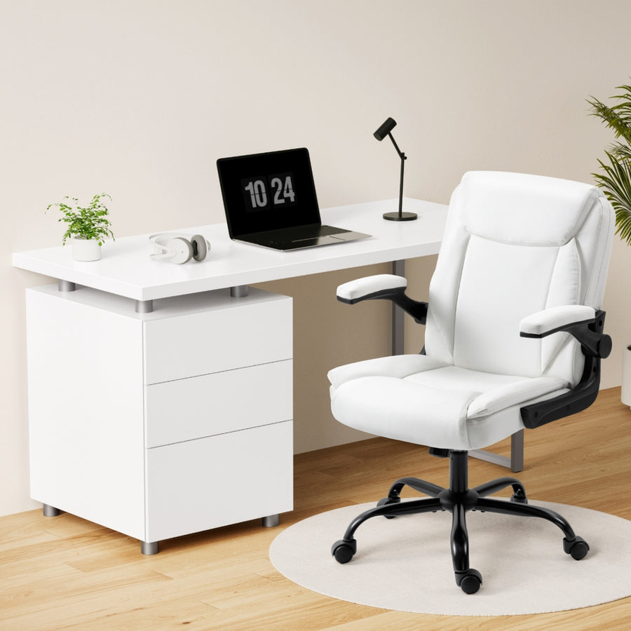 Artiss Computer Desk Executive Office Chairs Sets White, image 7