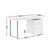 Artiss Computer Desk Drawer White 140CM - Front View