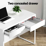 Artiss Computer Desk Drawer White - Rear View