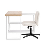 Artiss Office Desk & Chair Set 140cm Computer Desk with Rotatable Bookshelf & Criss Cross Office Chair Armless Swivel Chair, Home Office Study Workstation Furniture - Side View