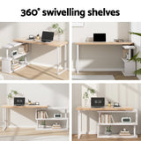 Artiss Office Desk & Chair Set 140cm Computer Desk with Rotatable Bookshelf & Criss Cross Office Chair Armless Swivel Chair, Home Office Study Workstation Furniture - Top-Down View