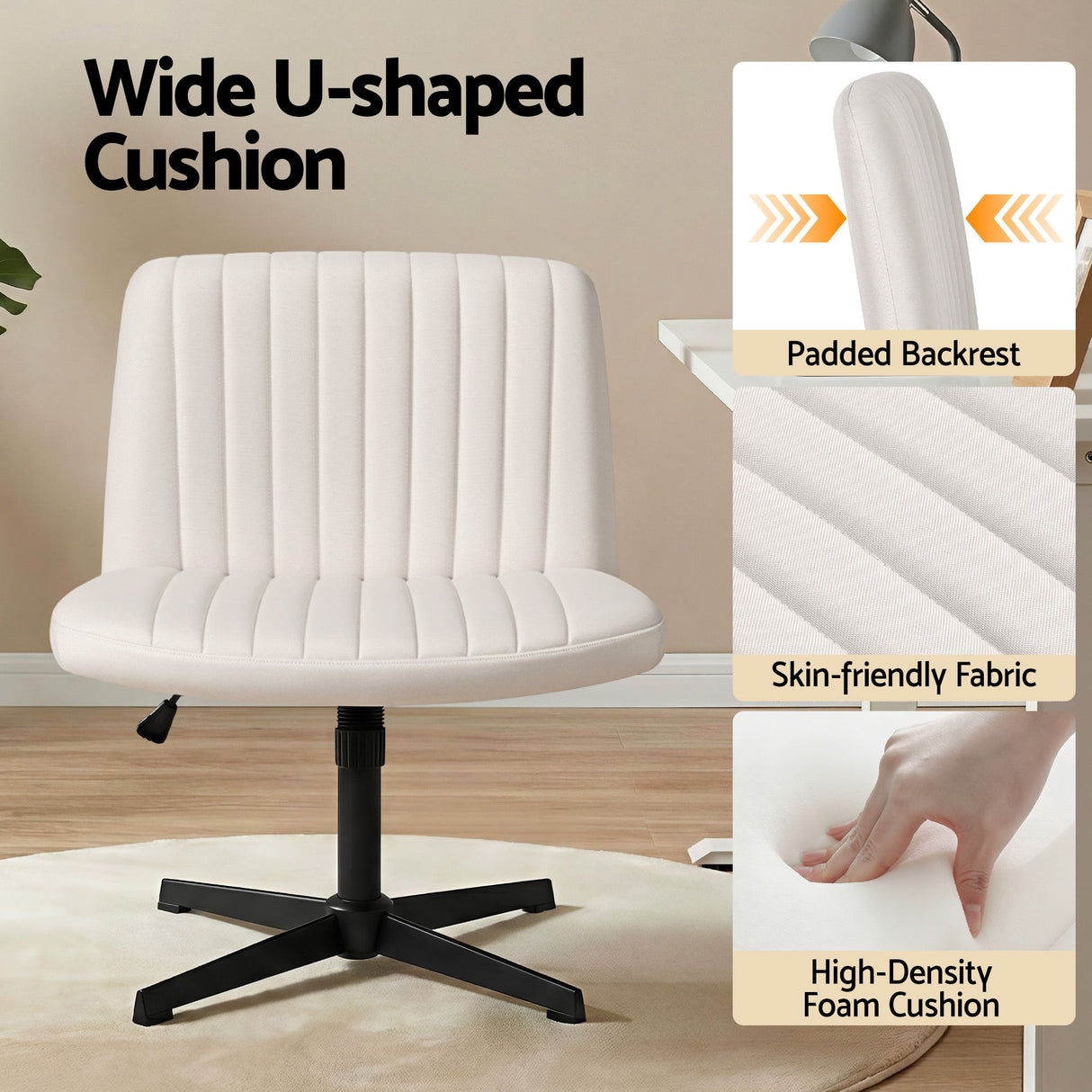 Artiss Office Desk & Chair Set 140cm Computer Desk with Rotatable Bookshelf & Criss Cross Office Chair Armless Swivel Chair, Home Office Study Workstation Furniture