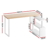 Artiss Computer Desk Bookshelf 140CM - Front View