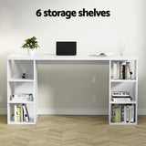 Artiss Computer Desk Bookshelf White 150CM - Top-Down View