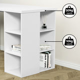 Artiss Computer Desk Bookshelf White 150CM - Rear View