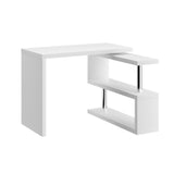 Artiss Computer Desk L-Shape Bookshelf White - Low Angle