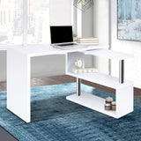 Artiss Computer Desk L-Shape Bookshelf White - Close-Up Angle