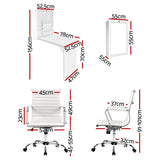 Artiss Computer Desk Office Chair Set PU Leather Wall Mount Foldable Table White - Front View