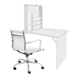 Artiss Computer Desk Office Chair Set PU Leather Wall Mount Foldable Table White - Side View