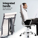 Artiss Computer Desk Office Chair Set PU Leather Wall Mount Foldable Table White - Close-Up Angle