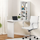 Artiss Computer Desk Office Chair Set PU Leather Wall Mount Foldable Table White - Low Angle