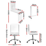 Artiss Computer Desk Office Chair Set PU Leather Wall Mount Foldable Table White - Front View