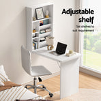 Artiss Computer Desk Office Chair Set PU Leather Wall Mount Foldable Table White, image 4