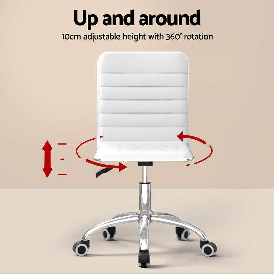 Artiss Computer Desk Office Chair Set PU Leather Wall Mount Foldable Table White, image 6