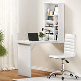 Artiss Computer Desk Office Chair Set PU Leather Wall Mount Foldable Table White - Close-Up Angle